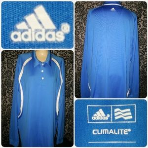 ☠ ADIDAS MENS CLIMALITE GOLF POLO L/S PULLOVER ~LG